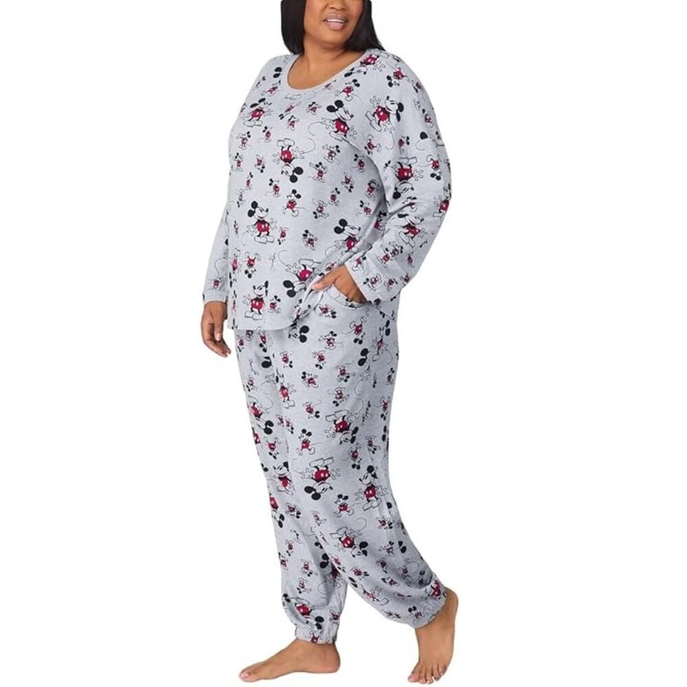 NEW Disney Mickey Mouse 2 piece Loungewear Lounge Pajamas PJs Set Pants Top 24 - Picture 1 of 5